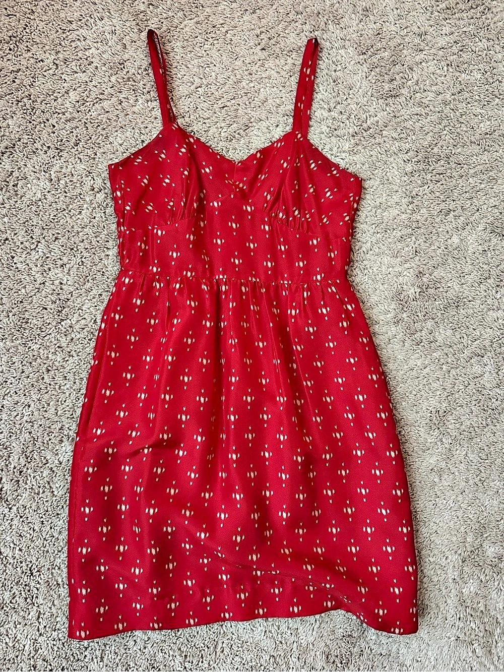 J.Crew Red & White silk Mini Dress Size 2 Like New